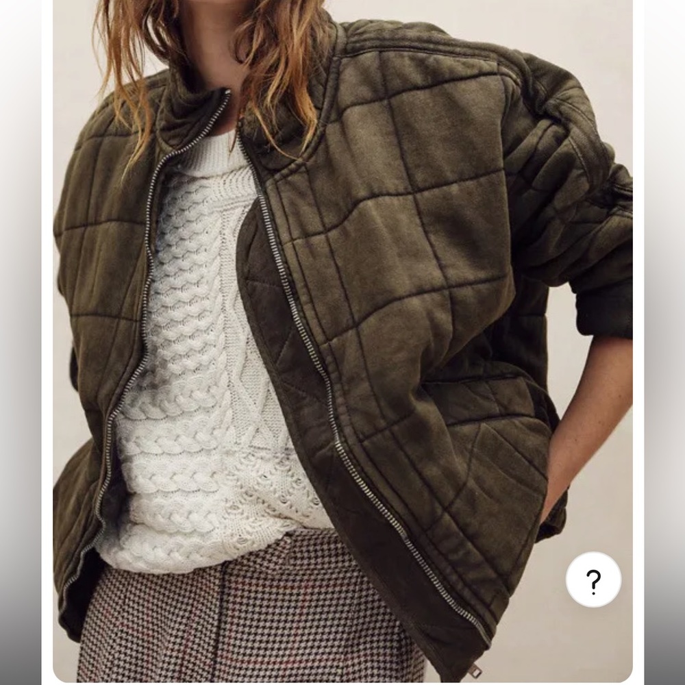 Free people Dolman quilted knit jacket green